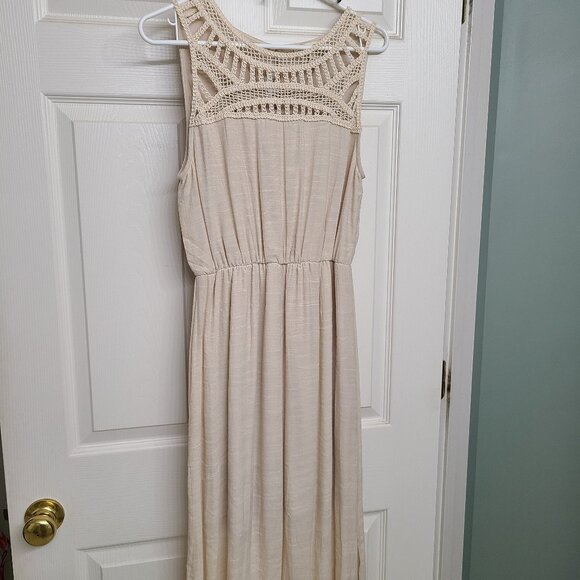 Cloth and People Maxi Cream classic latice top side slits S - Picture 1 of 5